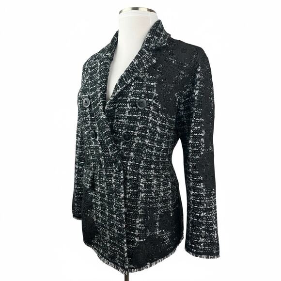 Chico's Tweed Lace Embroidered Metallic Cardigan Jacket Sweater Blazer Size 3 XL - Picture 16 of 16